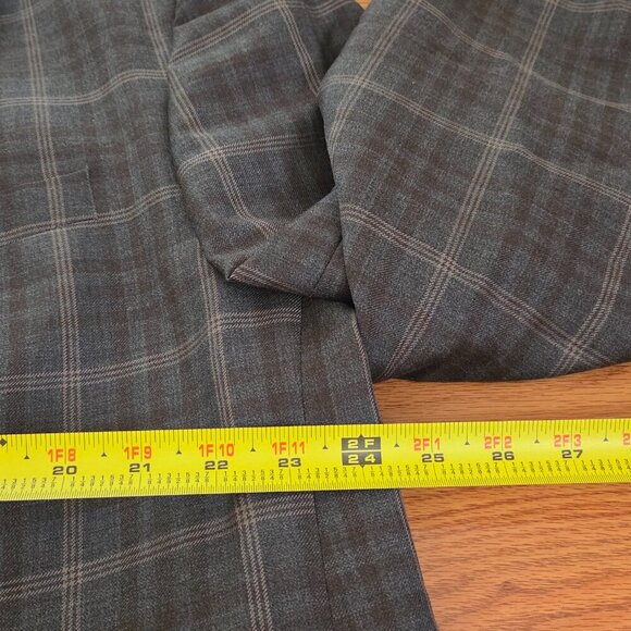 VTG Tweed Jacket XL Brown Beige Windowpane Check 100% Wool Blazer Sport Coat 50R - Picture 7 of 15